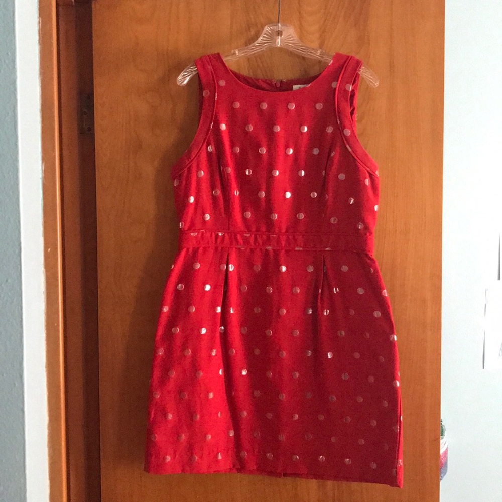 Beautiful Elle Red dress with silver dots in like new condition